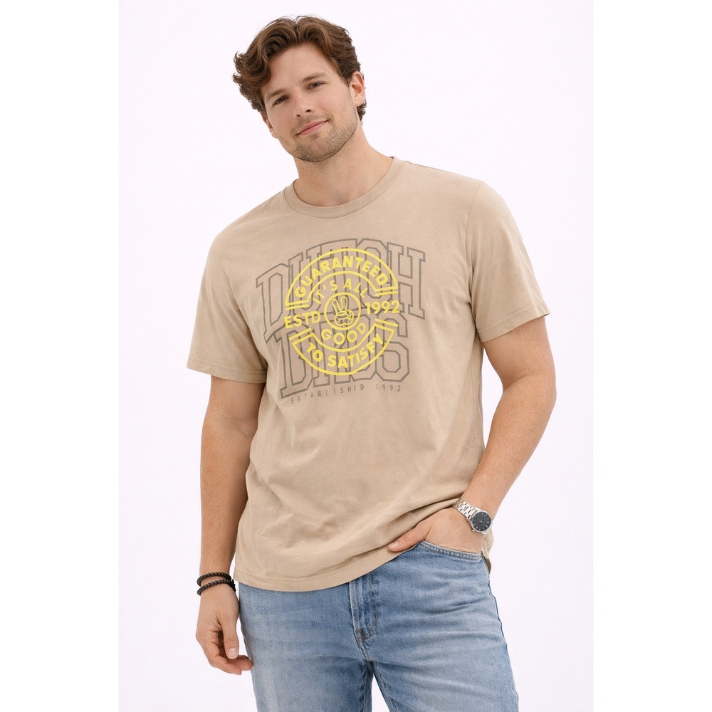 Dutch Bros Graphic T-Shirt Mens Small Tan Short Sleeve Country Music Tee Coffee